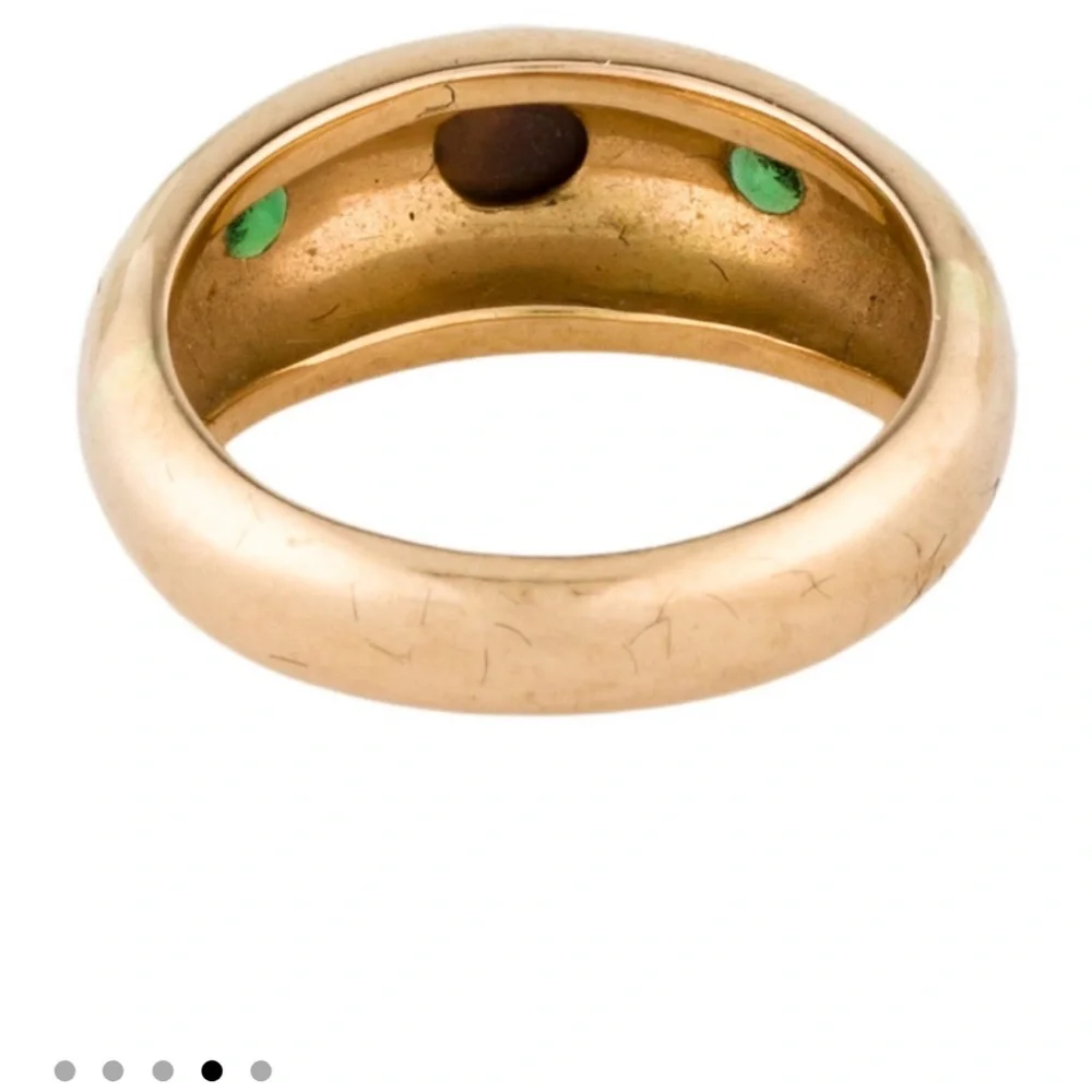 🚫🚫🚫SOLD Green Tourmaline-Opal-Green Tourmaline three stone 18k yg ring-heavy - Picture 9 of 11